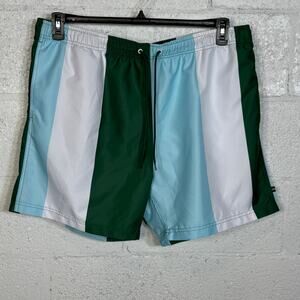 Nautica Men's Vertical Stripe 6" Swim Trunks green/blue XXL